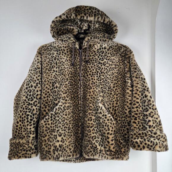 Vintage Faux Fur Coat Leopard Charles Klein Womens Size Small Whimsigoth Swing - Picture 6 of 10